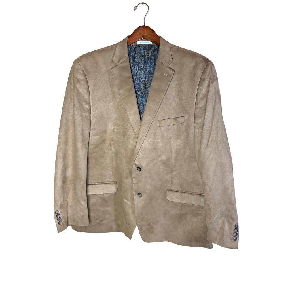Lauren Ralph Lauren Mens 50R Tan Faux Suede Blazer Paisley Lining Sport Coat